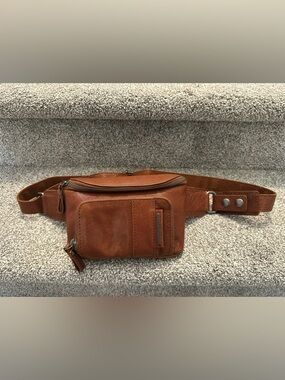 Spikes & Sparrow Brown Genuine Leather Boho Utility Belt Bag FannyPack Crossbody
